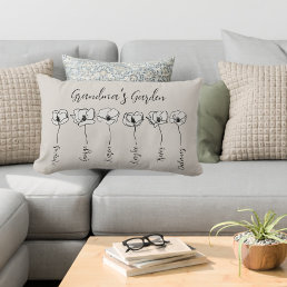 Grandma’s Garden Magnolia Flowers Custom Grandkids Lumbar Pillow