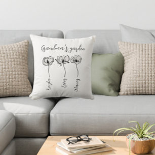 Grandma’s Garden Magnolia Flowers Custom Throw Pillow