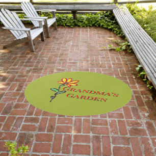 Grandma’s Garden Single Flower Green Outdoor Rug