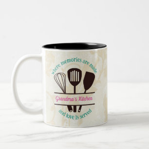 Grandma’s Kitchen Memories and Love with Utensil  Two-Tone Coffee Mug