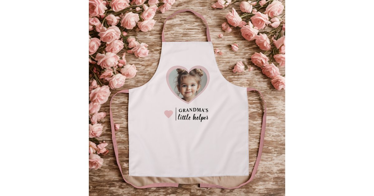 Grandma’s Little Helper – Personalized Pink Photo Apron | Zazzle