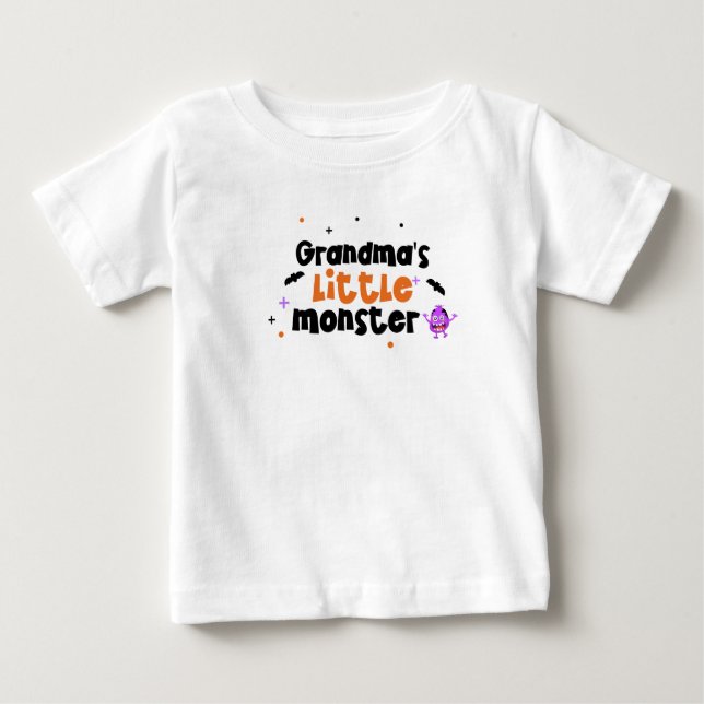 Grandma’s Little Monster Cute Halloween  Baby T-Shirt (Front)