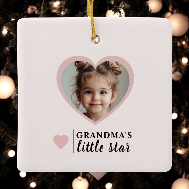 "Grandma’s Little Star Photo Personalized Photo Ceramic Ornament (Creator Uploaded)