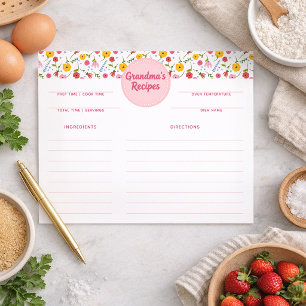 Grandma’s Recipes Floral Recipe Cards 