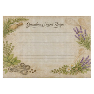 Grandma’s Secret Recipe – Vintage Botanical Cutting Board