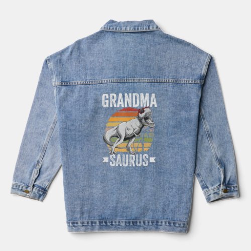 Grandma Saurus Dinosaur Grandmasaurus Family Match Denim Jacket
