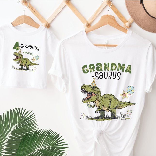 Grandma-saurus Dinosaur Theme Kids Birthday Party T-Shirt (Cute Grandma-saurus dinosaur theme kids birthday party matching family t-shirt, T-Rex, grandmother )