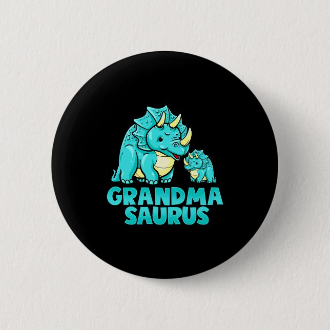 Grandma Saurus Funny Grandmasaurus Dinosaur  Button (Front)