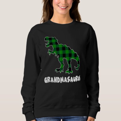 Grandma Saurus T Rex Dinosaurs Plaid St Patricks D Sweatshirt