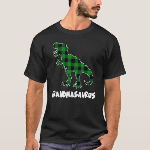 Grandma Saurus T Rex Dinosaurs Plaid St Patricks D T_Shirt