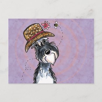 Grandma Schnauzer Flower Hat Off-leash Art™ Postcard by offleashart at Zazzle