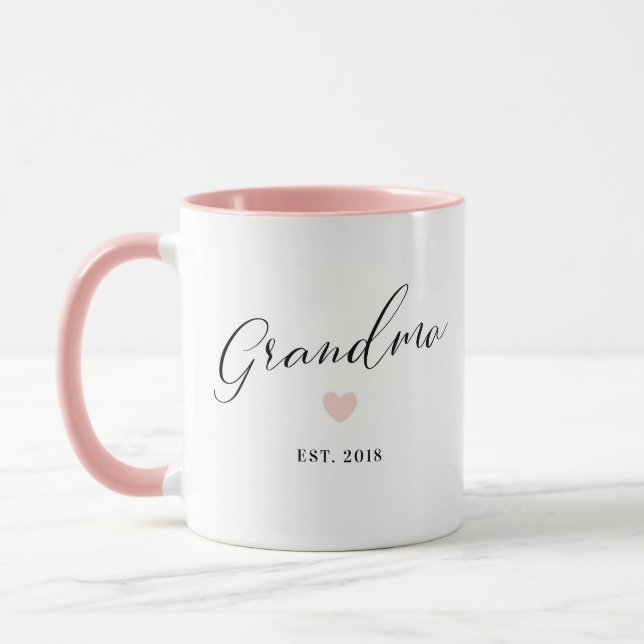Grandma Script Established Mothers Day Gift Mug (Left)
