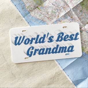 Grandma sea blue text license plate