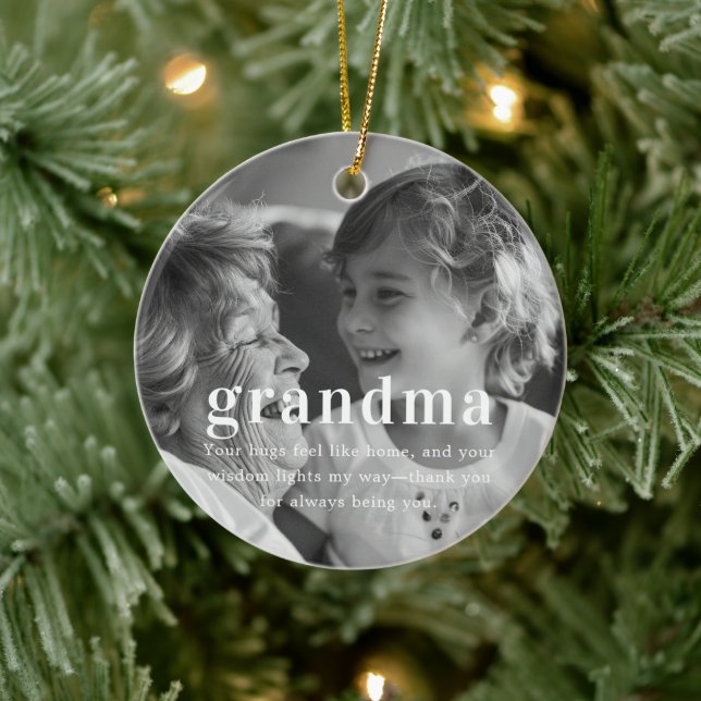 Grandma | Sentimental Photo Keepsake Christmas Ceramic Ornament (Tree)