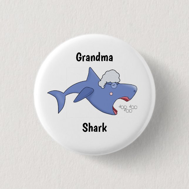 Grandma Shark, Baby shark, doo doo, song badge Button (Front)