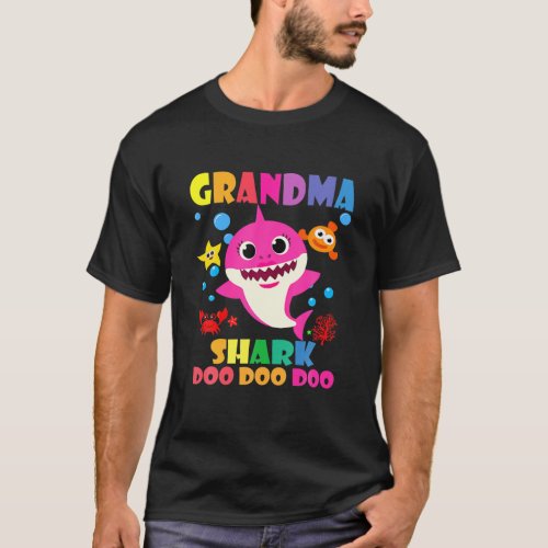 Grandma Shark Doo Doo Funny Baby Mommy Daddy Kids T_Shirt