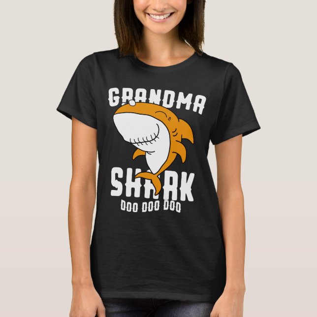 Grandma Shark Mommy Birthday Halloween Christmas T-Shirt (Front)
