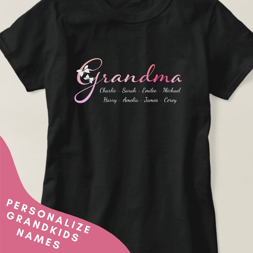 Grandma Shirt with Grandkids Names Colorful
