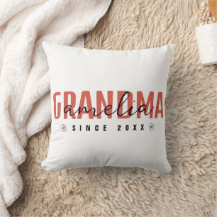Grandma Since 20XX Modern, Clean Contemporary Throw Pillow