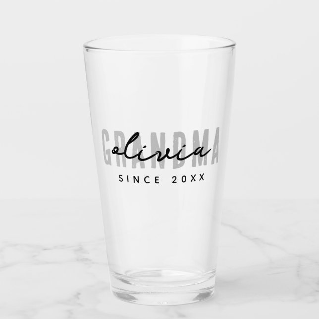 Grandma Since 20XX Modern Simple Preppy Glass (Front)