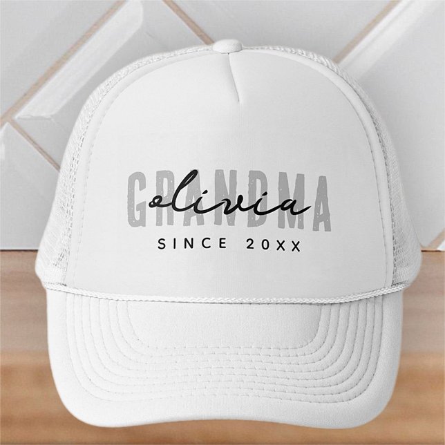 Grandma Since 20XX Modern Simple Preppy Trucker Hat (Creator Uploaded)