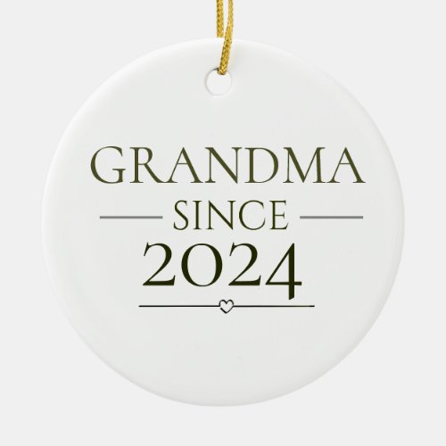 Grandma Since Personalized Year Minimal Family  Ceramic Ornament