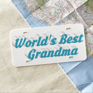 Grandma sky blue text  license plate
