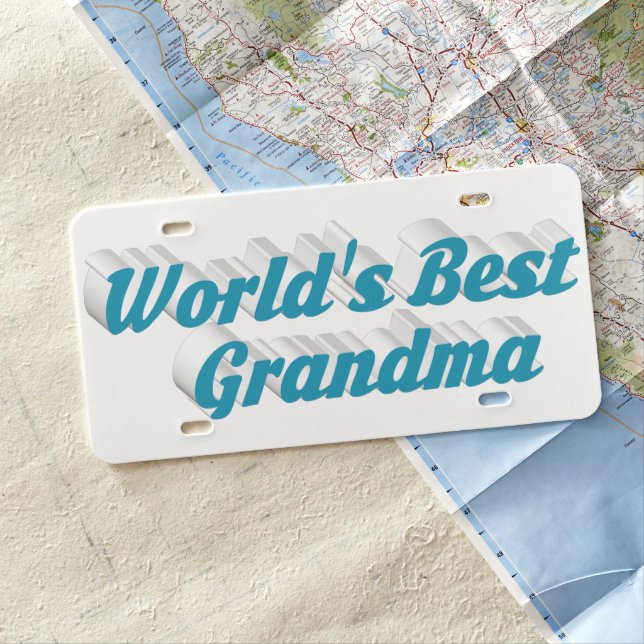 Grandma sky blue text  license plate (In Situ)