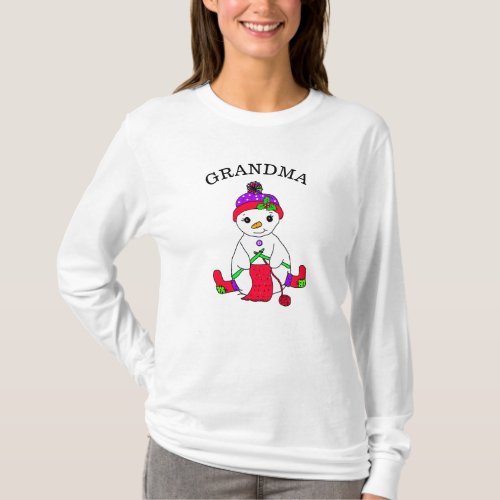 Grandma Snowman Cute Whimsical Christmas T_Shirt