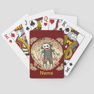 Grandma Sock Monkey poker Playing Cards