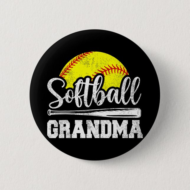 Grandma Softball Player Game Day Mother#39; #39;s  Button (Front)