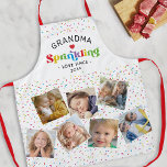 Grandma Sprinkling Love Photo Apron<br><div class="desc">Cute grandmother apron featuring colorful confetti cake sprinkles,  7 photos of the grandkids,  and the adorable saying "grandma sprinkling love since 20XX".</div>