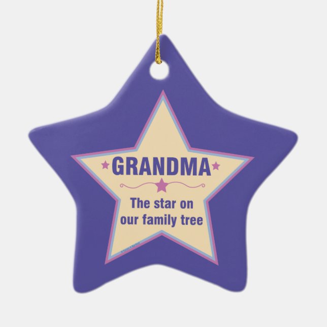 Grandma Star Ceramic Ornament (Front)