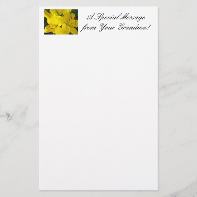 Grandma Stationery A Special Message from Your (Front)