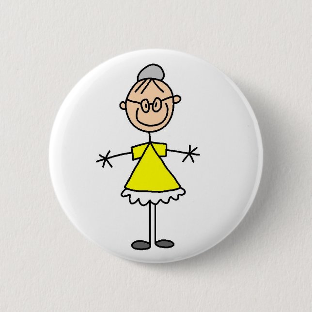 Grandma Stick Figure Button (Front)