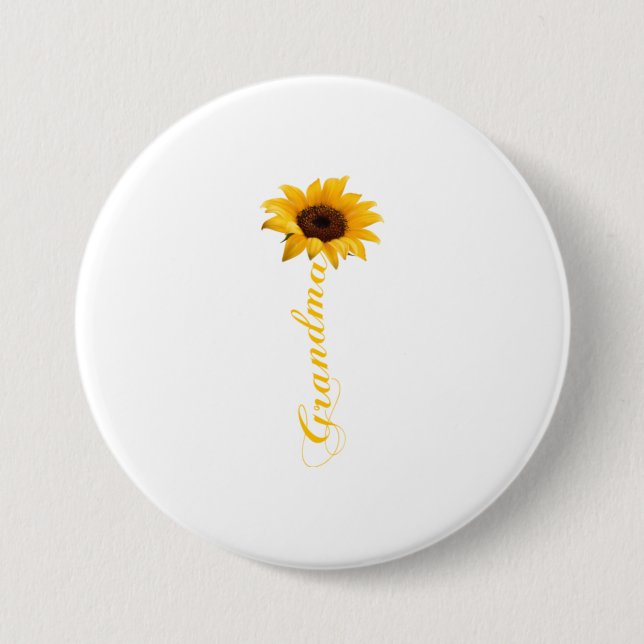 Grandma Sunflower T-Shirt GRANDMA - SUNFLOWER Button (Front)