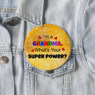 Grandma Super Power colorful Button
