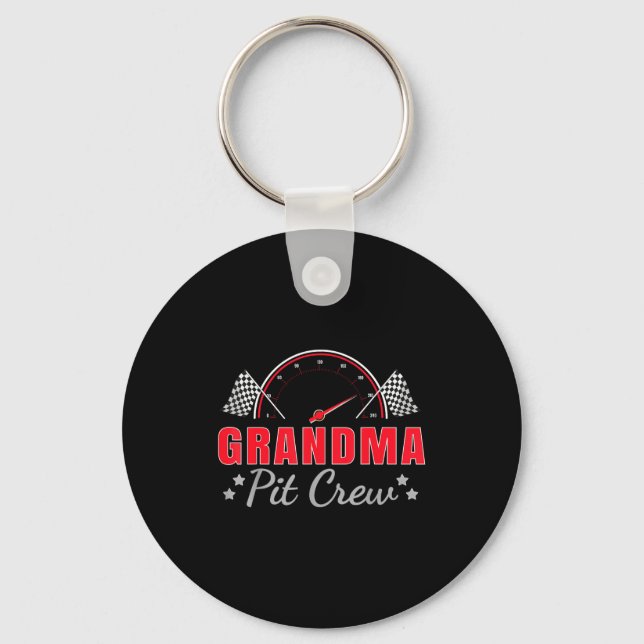 Grandma T Crew Race Car Driver Birthday Party Raci Keychain (Front)