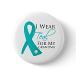 Grandma - Teal Ribbon Ovarian Cancer Pinback Button