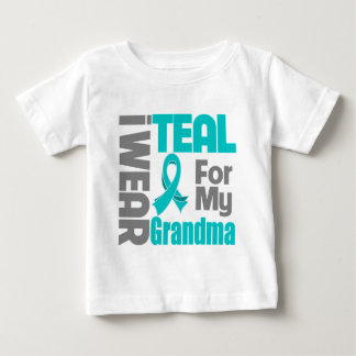 Grandma - Teal Ribbon Ovarian Cancer Support Baby T-Shirt