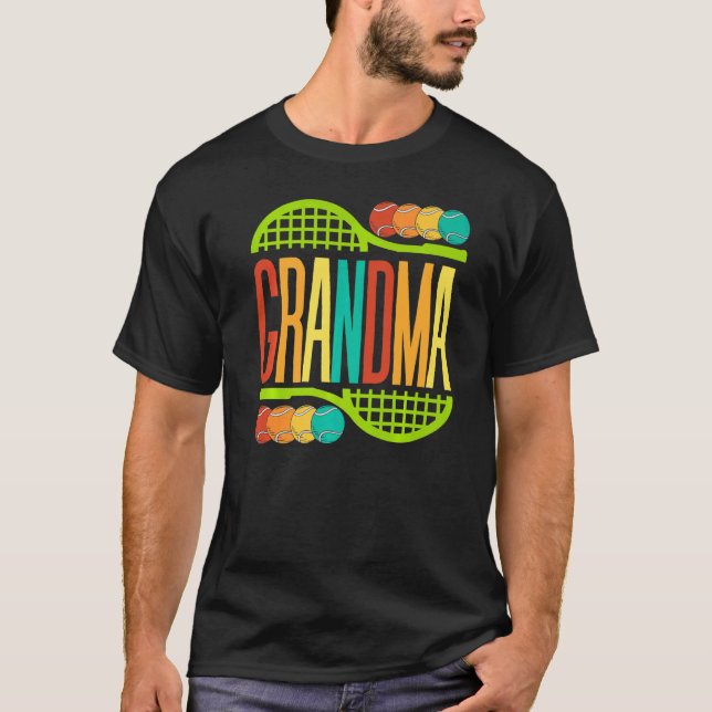 Grandma Tennis Racket Balls Sports Nana Mimi Women T-Shirt (Front)