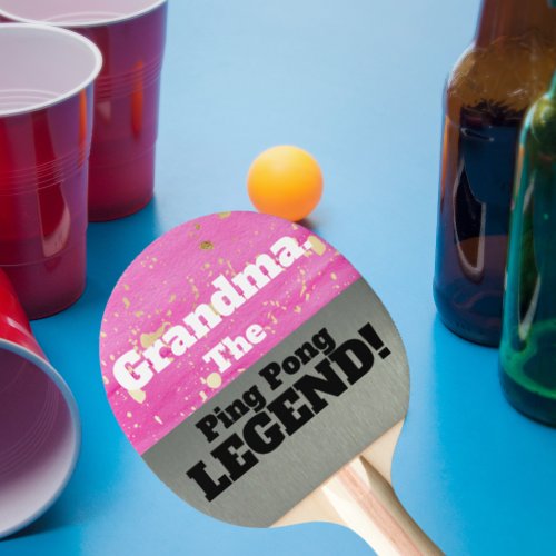 Grandma The Legend Smack Talk Pink Silver Game  Ping Pong Paddle