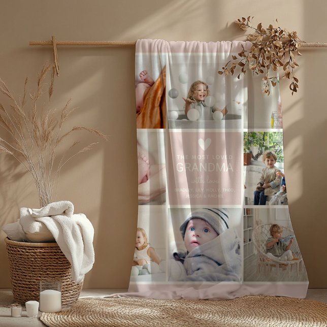 GRANDMA 'the most loved' Photo Collage Fleece Blan (Creator Uploaded)