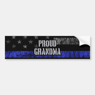 Grandma Thin Blue Line Distressed Flag Bumper Sticker