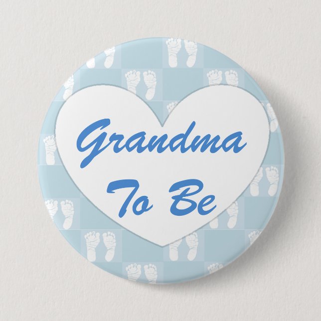 Grandma to Be Baby Shower Button Blue (Front)