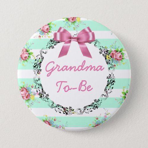 Grandma to Be Baby Shower Button Mint Green  Pink