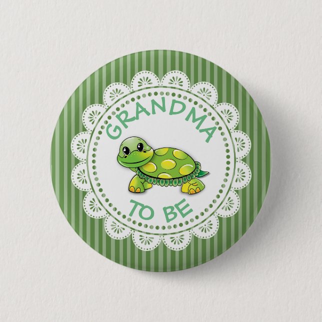 Grandma to be Baby Shower Button Turtle themed (Front)