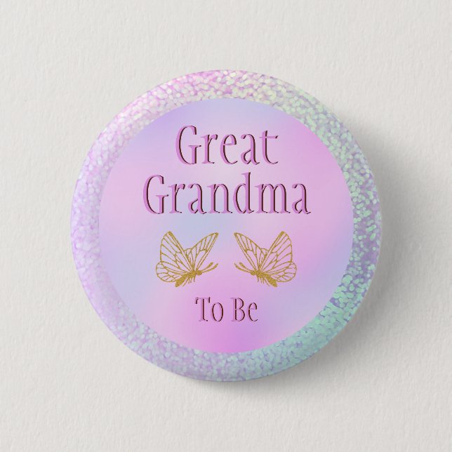 Grandma To Be Baby Shower Girl Whimsical Butterfly Button (Front)