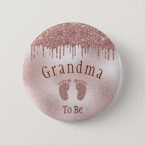 Grandma To Be Baby Shower Pink Girl Baby Feet Button