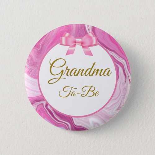 Grandma To Be Baby Shower Pink  Gold  Button